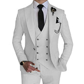 Fashion New Men Leisure Boutique Business Solid Color Wedding Suit Coat Pants Vest 3 Pcs Set Dress Blazers Jacket Trousers